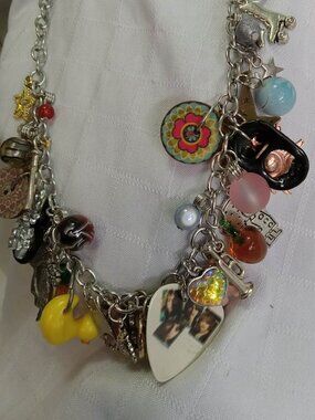 B - Beautiful one of a kind statement handmade multicolored charm necklace